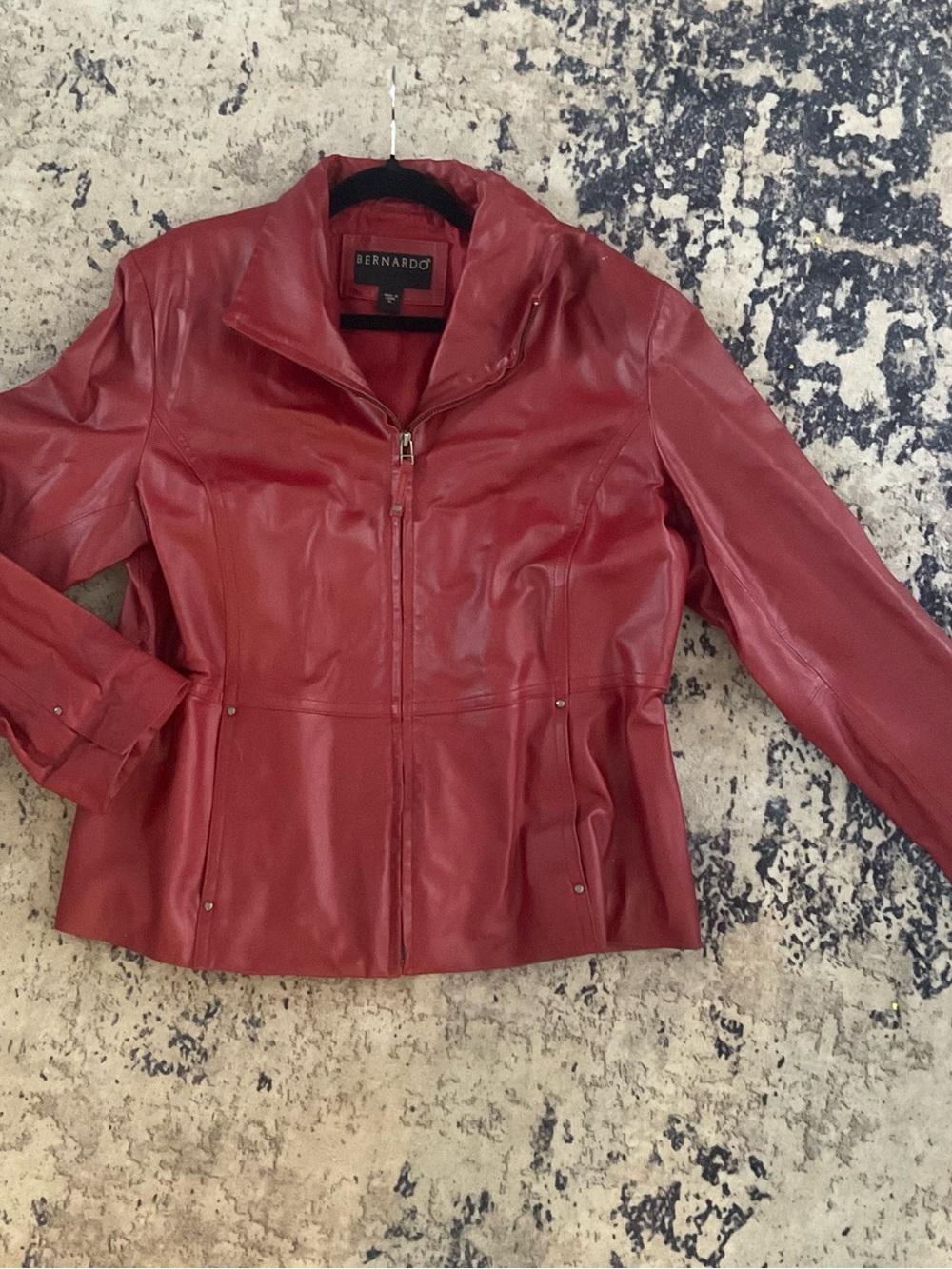 Bernardo Red Leather Zip-Front Jacket XL